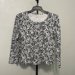 White Stag Black and White Swirl Blouse